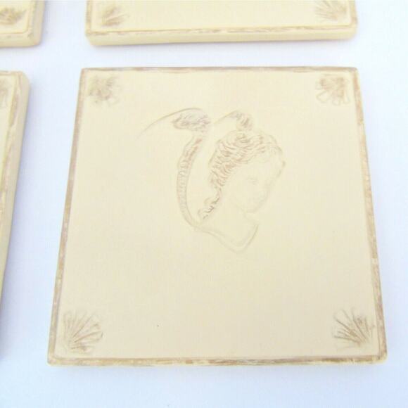Angelic Coasters In Trinket Box In 3-D Praying Angel Lid Resin Box Set 4 - Picture 4 of 7